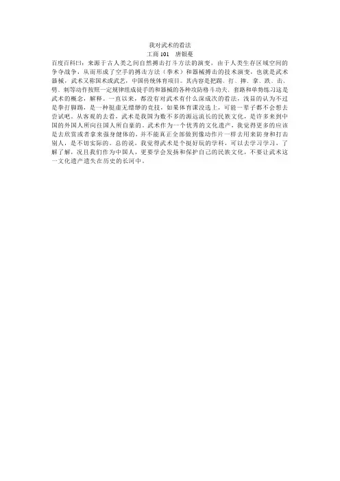 我对武术的看法