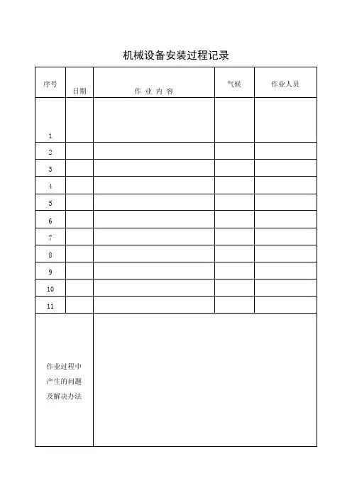 机械设备安装过程记录