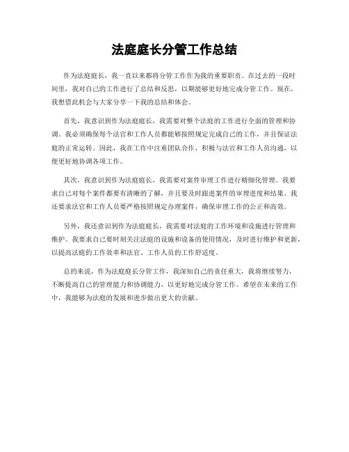 法庭庭长分管工作总结
