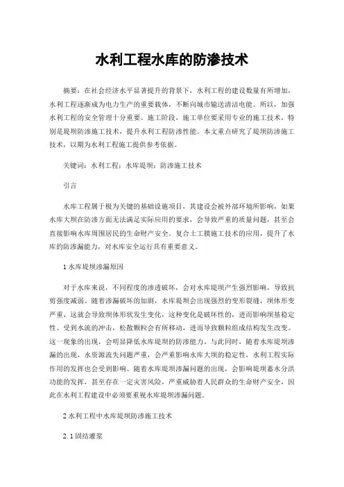 水利工程水库的防渗技术