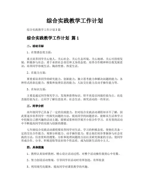 综合实践教学工作计划