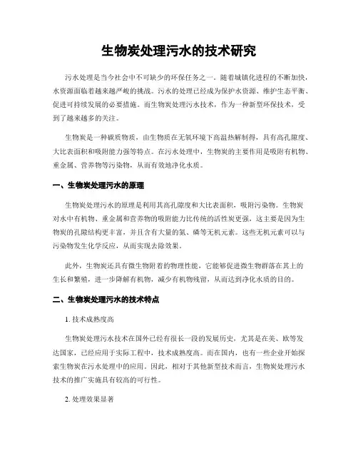 生物炭处理污水的技术研究