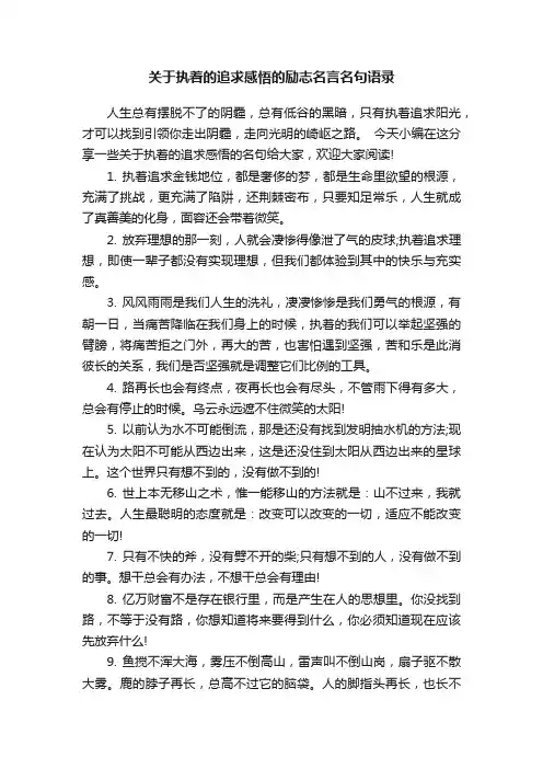 关于执着的追求感悟的励志名言名句语录