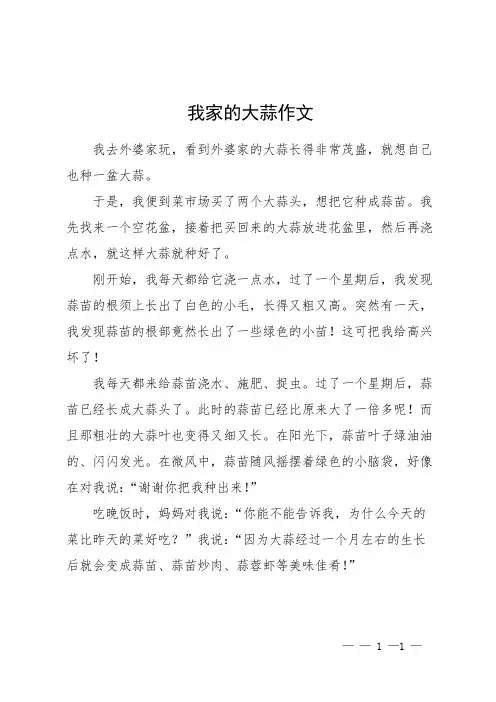 我家的大蒜作文