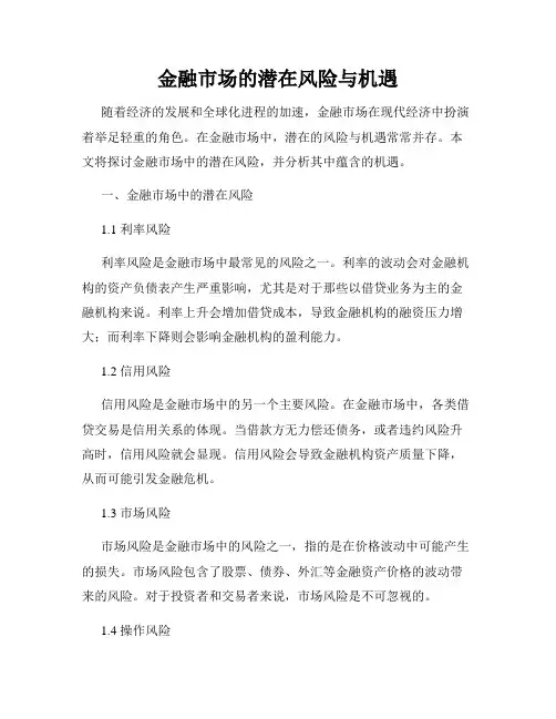 金融市场的潜在风险与机遇