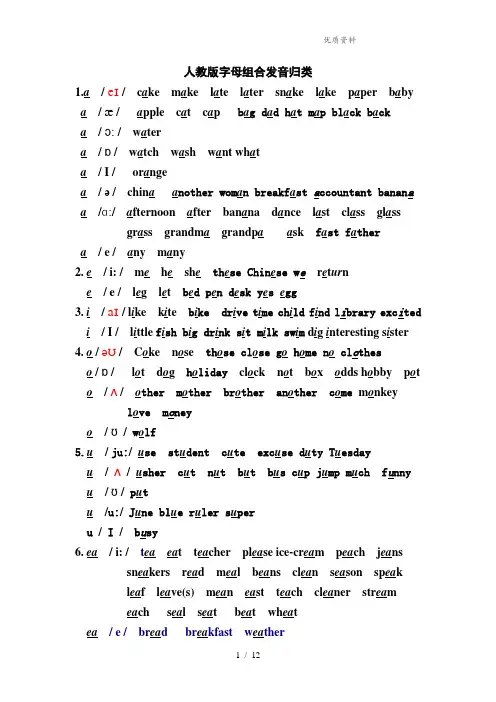 7.小学英语-所有字母组合的发音--(音标