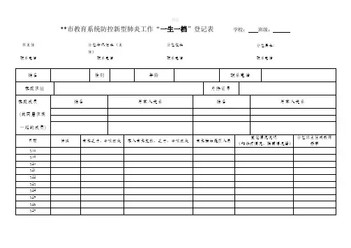学生居家隔离体温健康登记表一生一档
