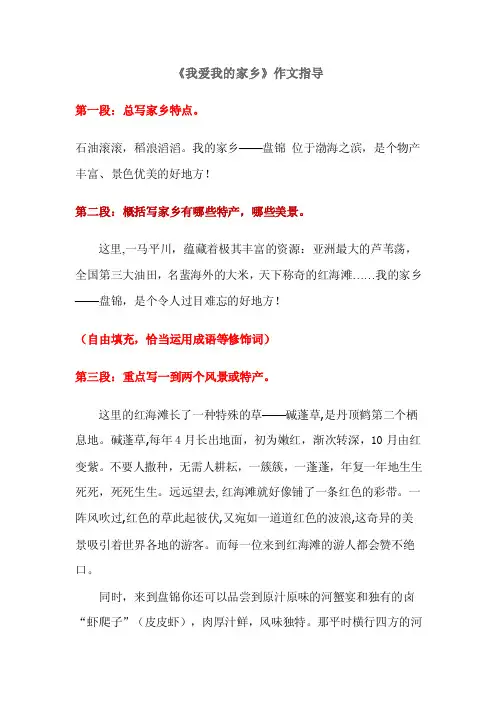 我爱我的家乡作文指导