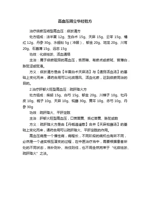 高血压周立华经验方