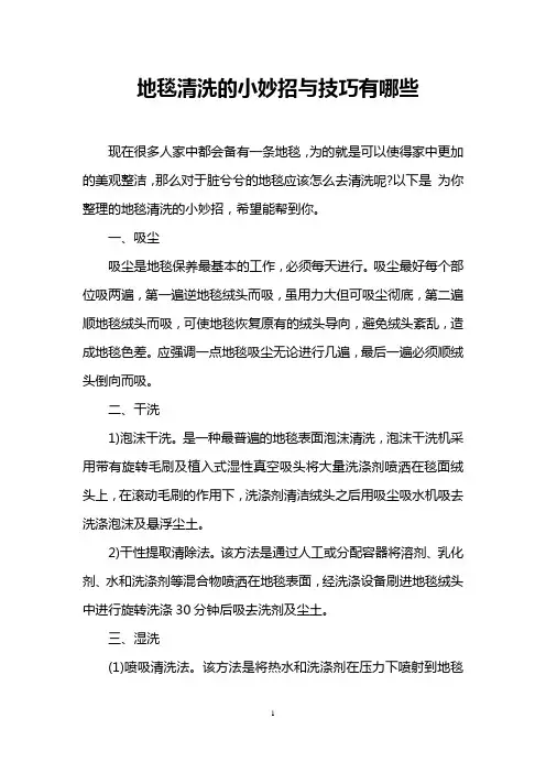 地毯清洗的小妙招与技巧有哪些