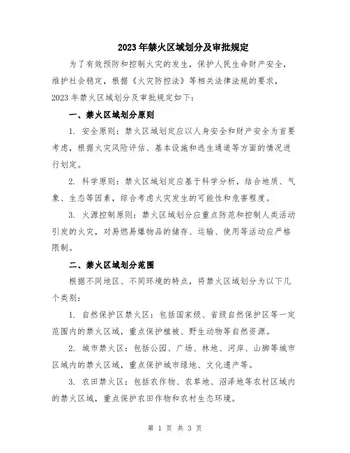 2023年禁火区域划分及审批规定