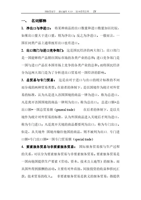 国贸名词解释和一些问答