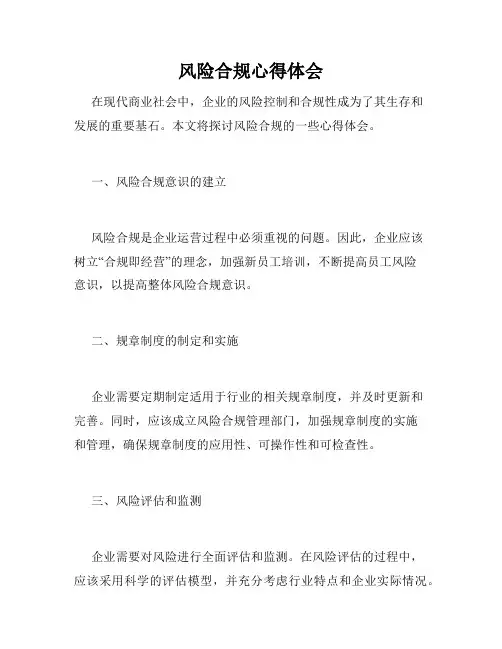 风险合规心得体会