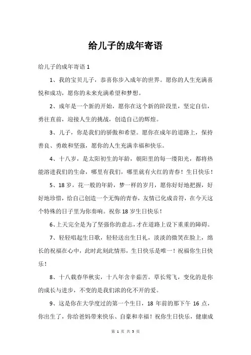给儿子的成年寄语