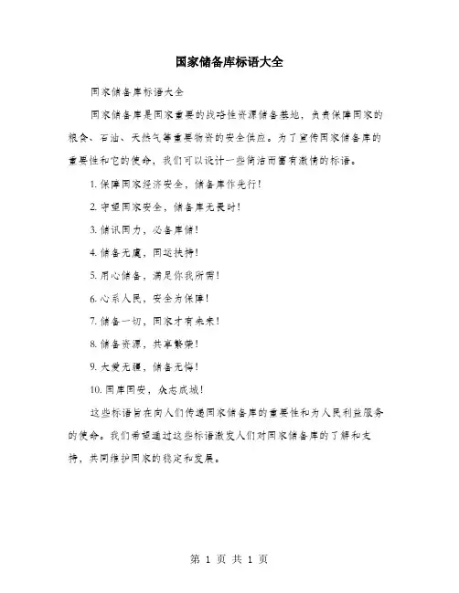 国家储备库标语大全