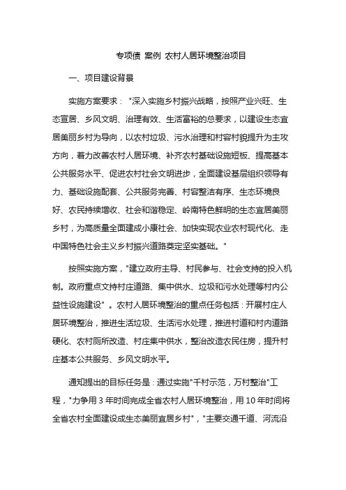 专项债 案例 农村人居环境整治项目
