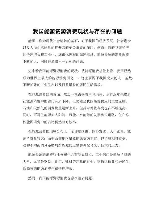 我国能源资源消费现状与存在的问题