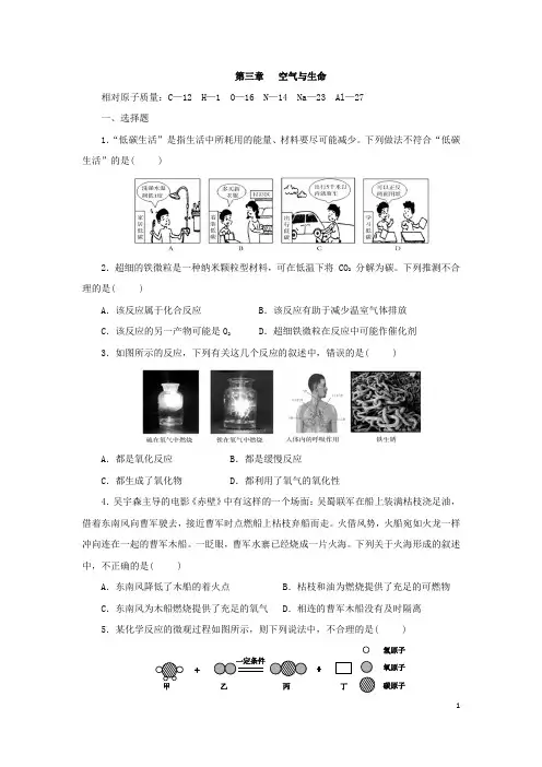 浙教版科学八年级下册单元检测卷附答案第三章 空气与生命