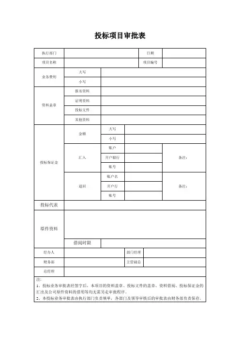 投标项目审批表