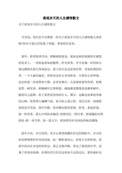 2021年流连岁月的人生感悟散文