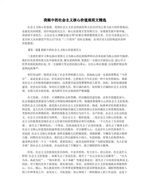 我眼中的社会主义核心价值观范文精选