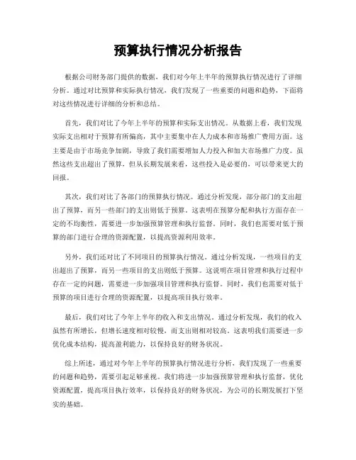 预算执行情况分析报告