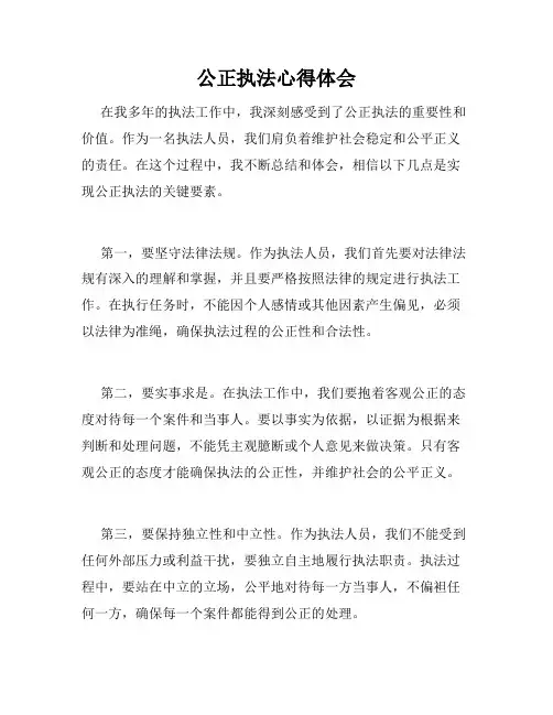 公正执法心得体会