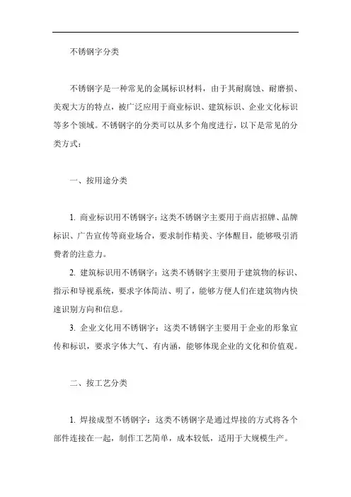 不锈钢字分类