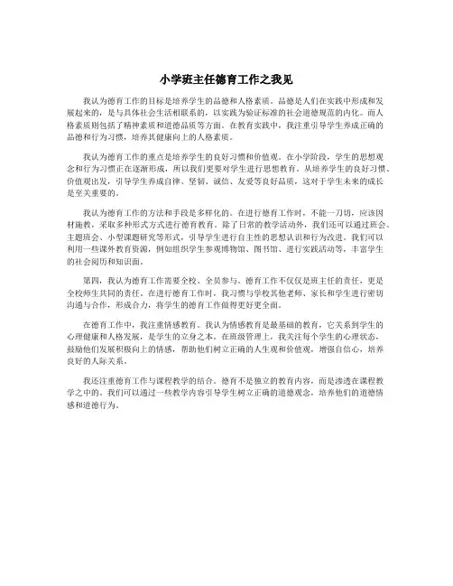 小学班主任德育工作之我见