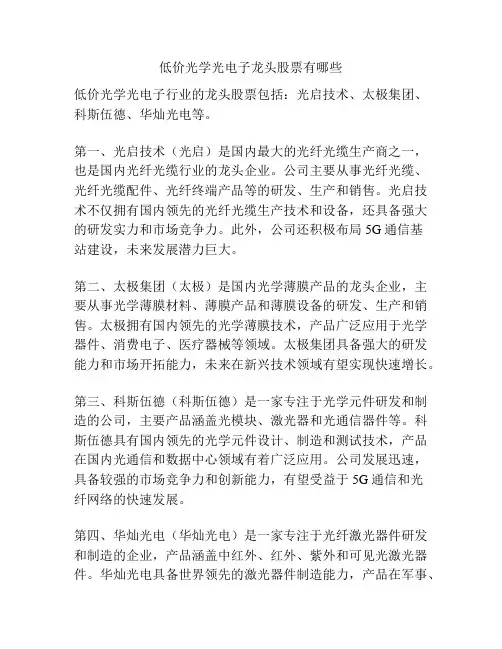 低价光学光电子龙头股票有哪些