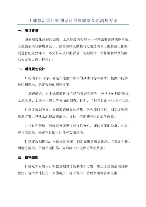 土地整治项目规划设计预算编制及勘测与方案