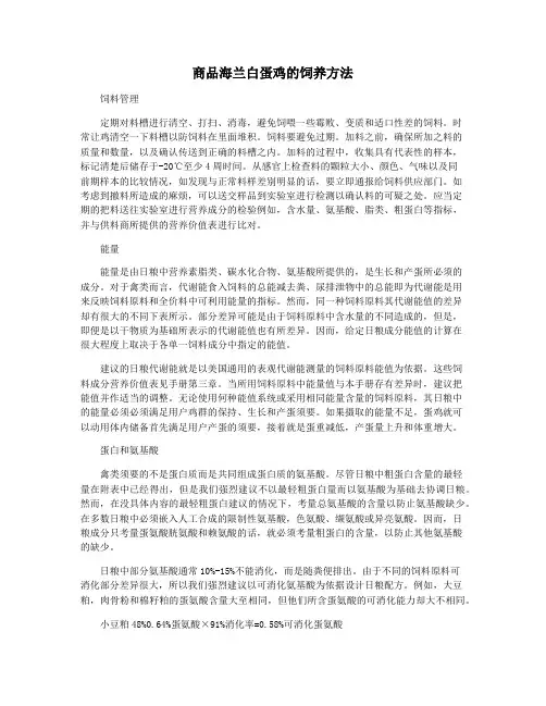 商品海兰白蛋鸡的饲养方法