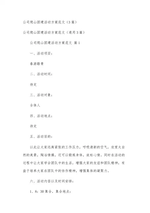 公司爬山团建活动方案范文(3篇)