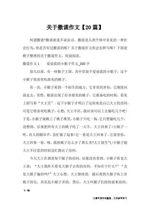 关于撒谎作文【20篇】_优秀作文