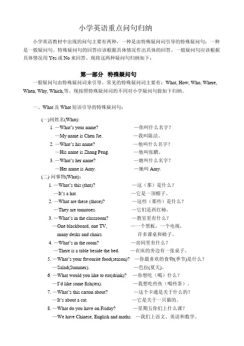 小学英语疑问句归纳概要