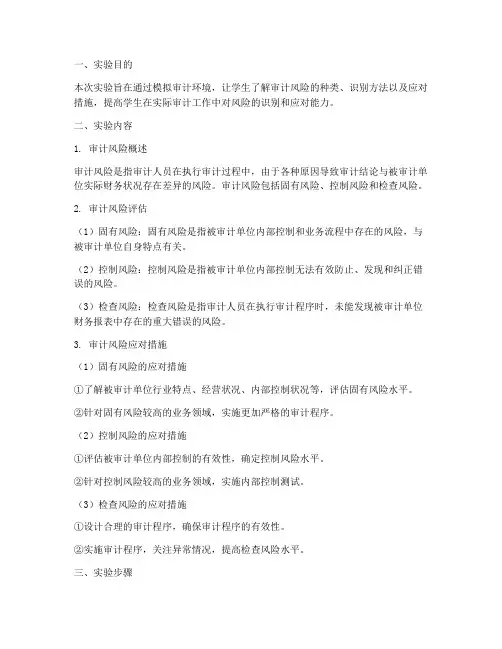 审计风险应对实验报告