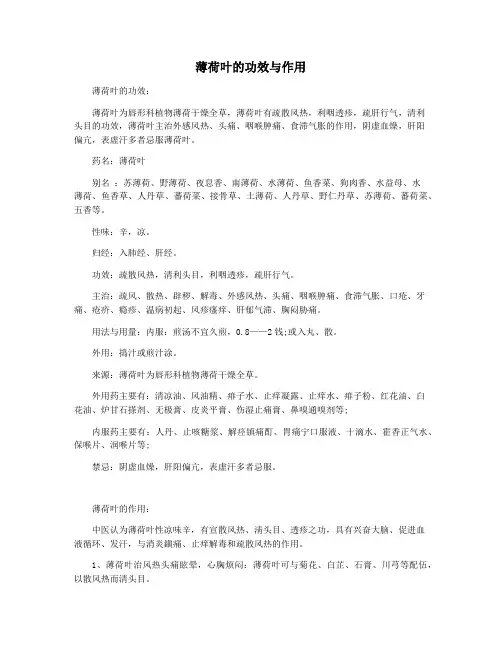 薄荷叶的功效与作用