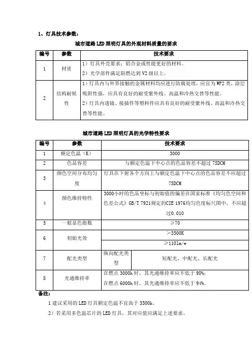LED灯产品技术要求