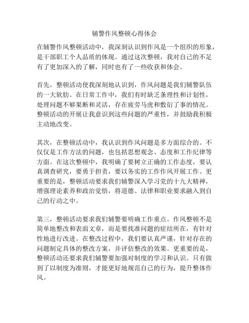 辅警作风整顿心得体会