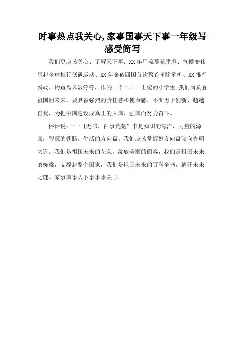 时事热点我关心,家事国事天下事一年级写感受简写