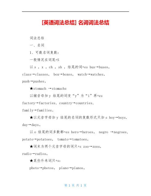 [英语词法总结] 名词词法总结