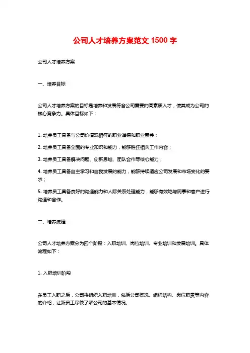 公司人才培养方案范文