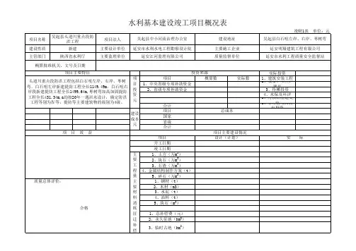水利基本建设竣工项目概况表