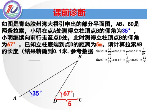 青岛版九年级数学中考复习：直角三角形的边角关系应用复习(青岛市公开课)18张PPT