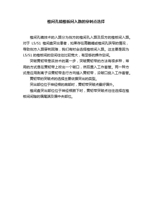 椎间孔镜椎板间入路的穿刺点选择