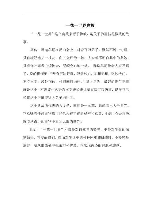 一花一世界典故