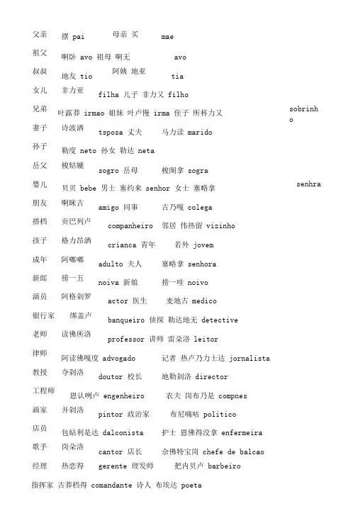 葡萄牙语-汉语发音