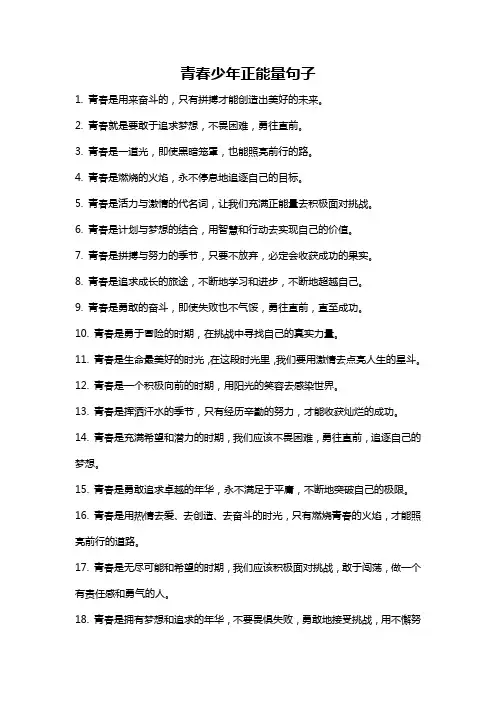 青春少年正能量句子