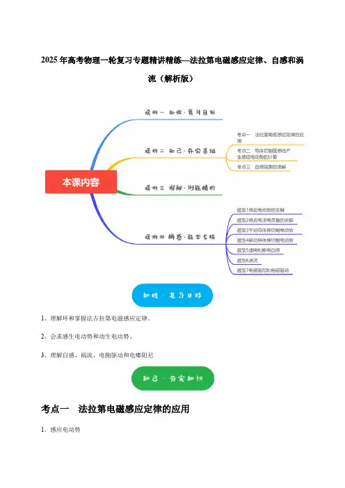 2025年高考物理一轮复习专题精讲精练—法拉第电磁感应定律、自感和涡流(解析版)