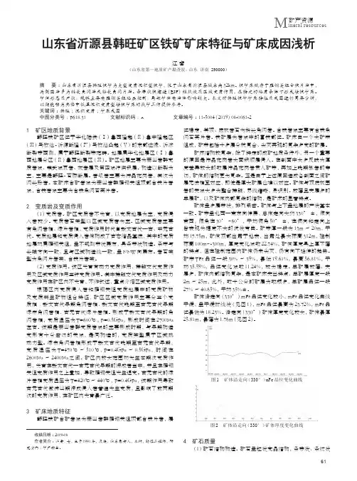 山东省沂源县韩旺矿区铁矿矿床特征与矿床成因浅析